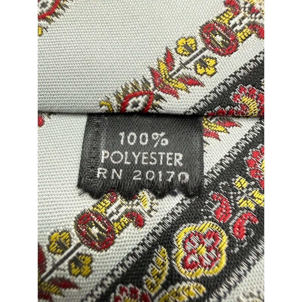 Bene Mens Necktie Stripe Paisley Floral Grey Red Yellow Polyester 3.25